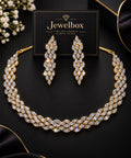arkling Crystal Necklace & Drop Earrings Set – Gold Tone