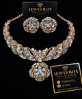 Luxury Crystal Statement Necklace & Earrings Set – Gold Tone