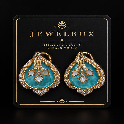 Turquoise Blue & Pearl Statement Drop Earrings
