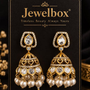 Kundan Pearl Jhumka Earrings