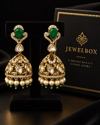 Kundan Pearl Jhumka Earrings