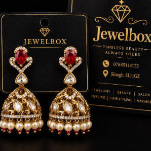 Kundan Pearl Jhumka Earrings