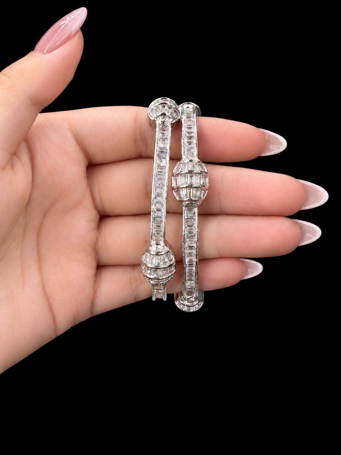 Silver Crystal Bangles – Elegant Statement Bracelet Set